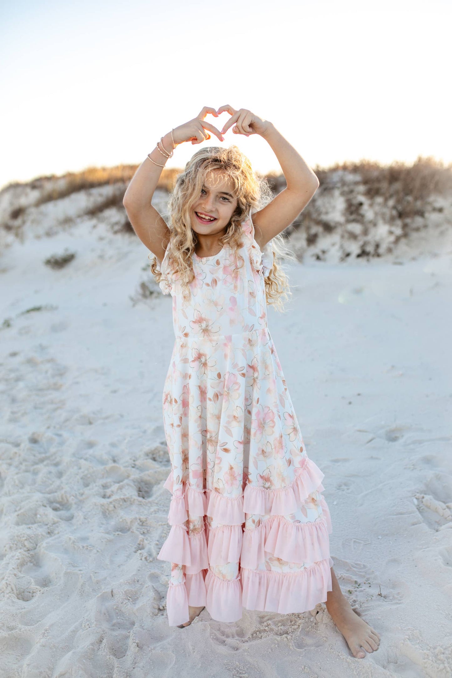 Girls Blush Flutter Ruffles Dress