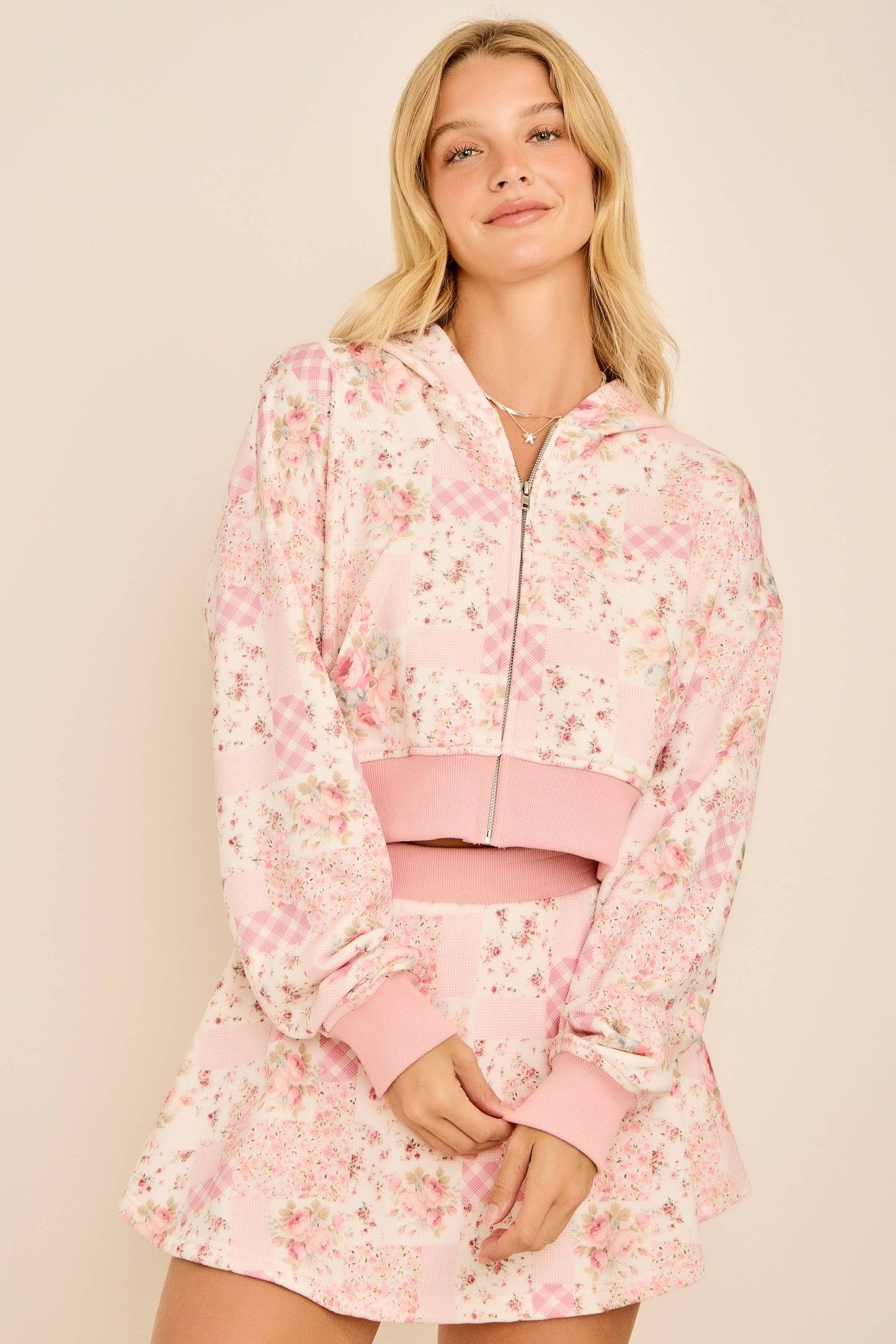 Cropped hoodie with set skort