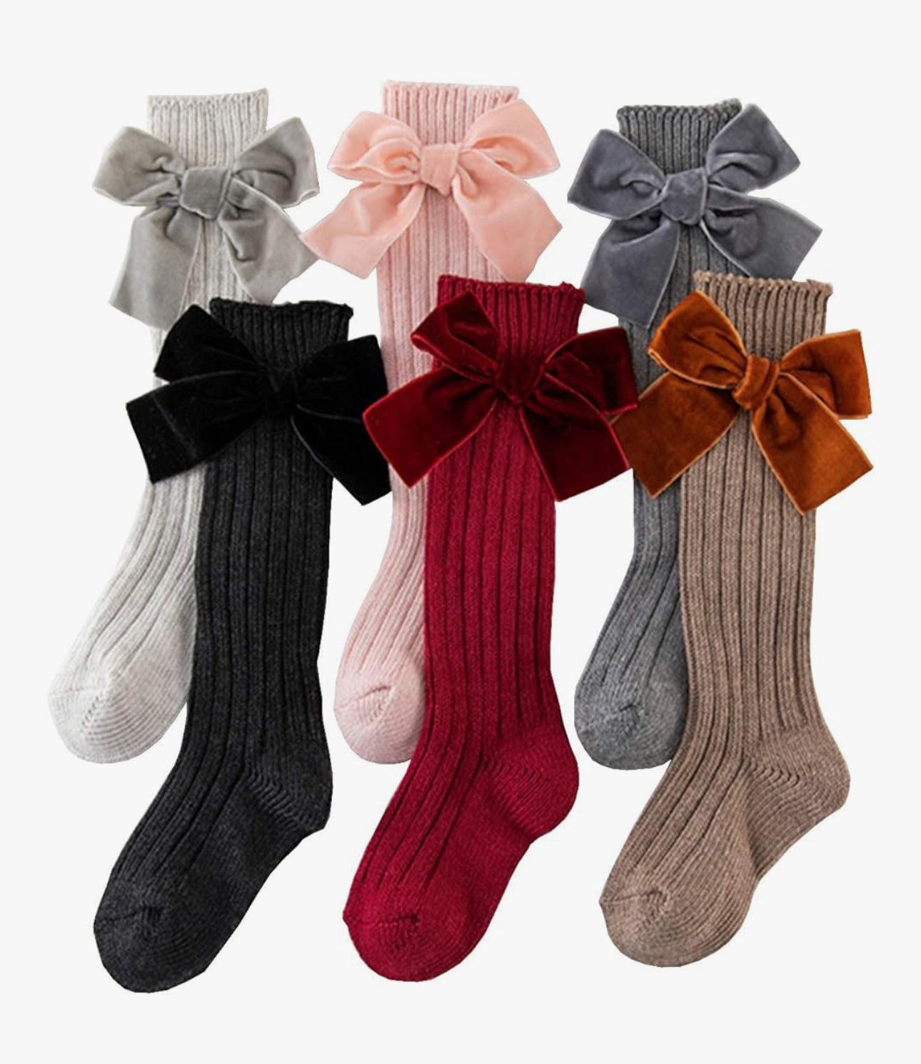 Girls Velvet Bow Socks