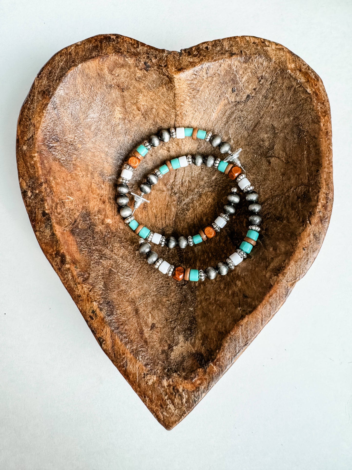 Navajo Pearl Bead Hoop Earrings