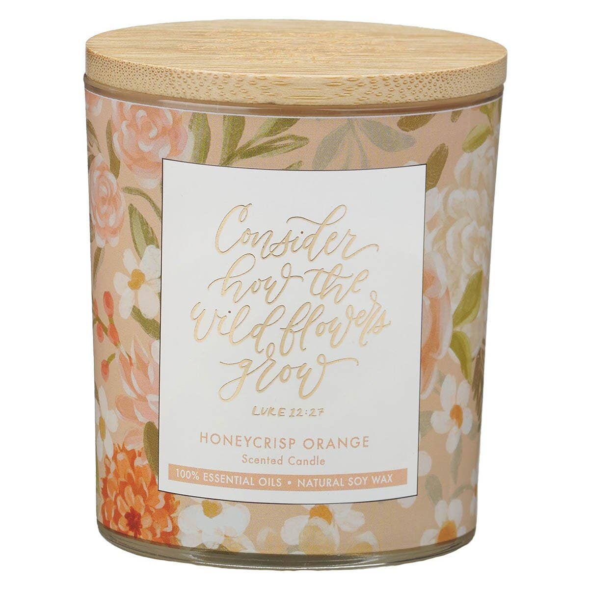 Glass Candle Bamboo Lid Consider How Wildflowers Lk 12:27