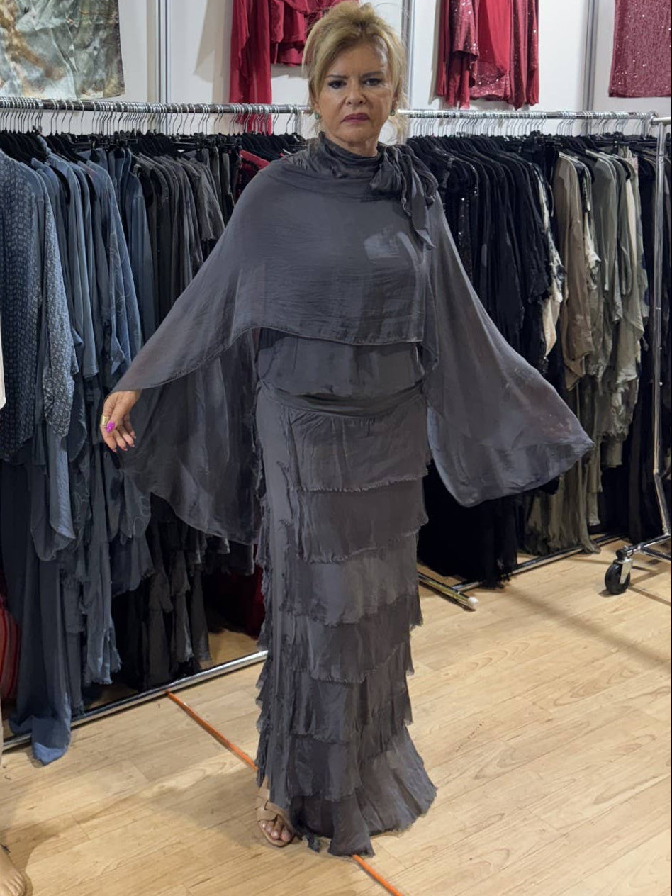 Silk Tiered Solid Skirt (Size 1-14)