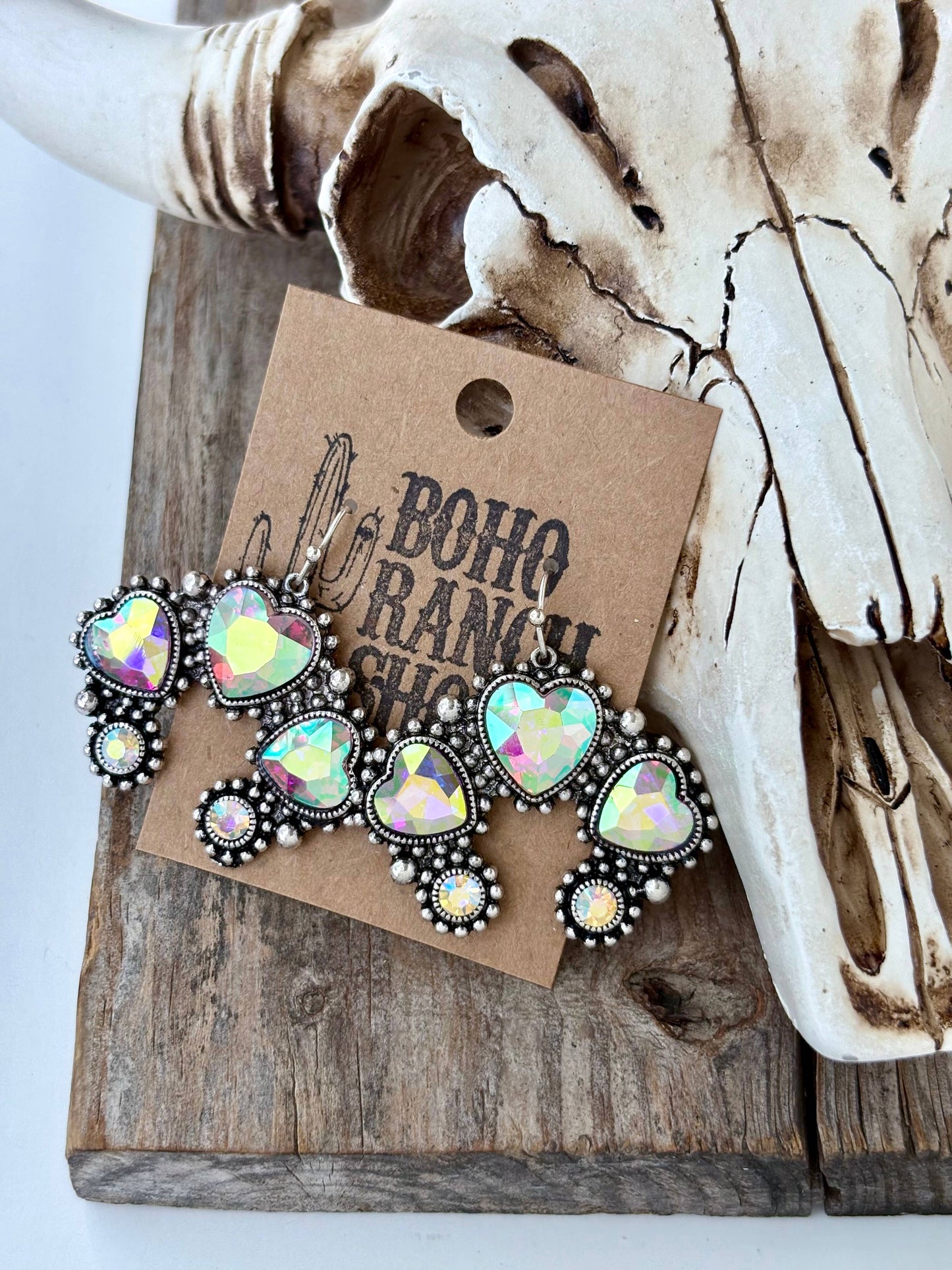 Heart Turquoise Stone Squash Blossom Drop Dangle Earrings
