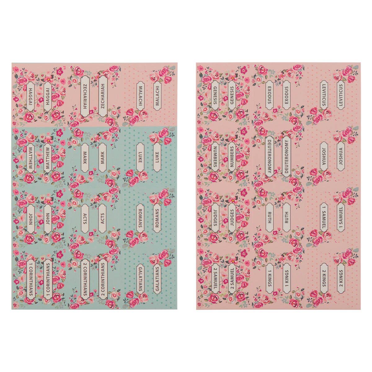 Bible Indexing Tabs Floral Pink & Teal