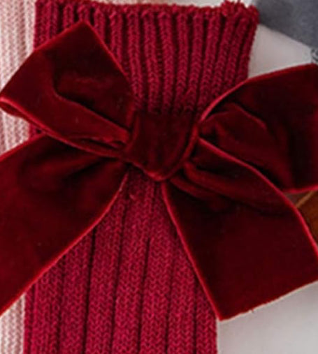 Girls Velvet Bow Socks