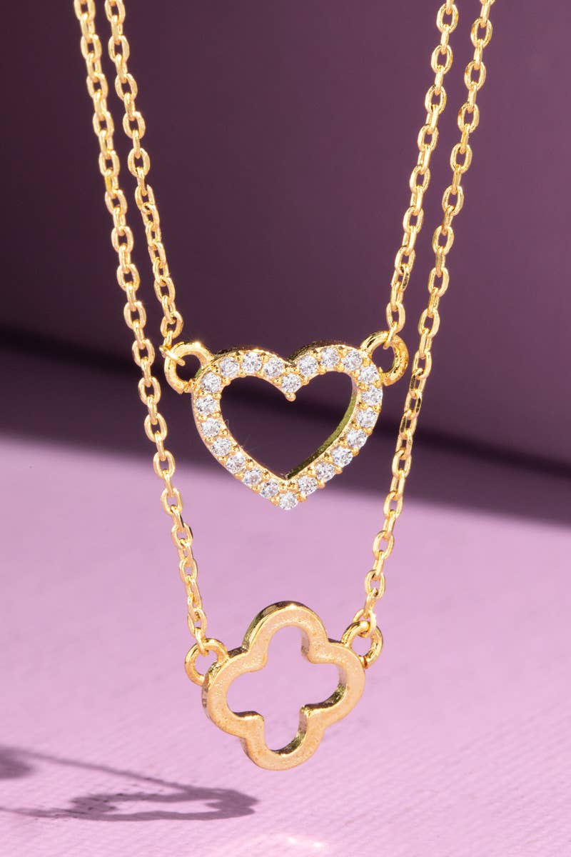 Heart and Clover Layered Necklace