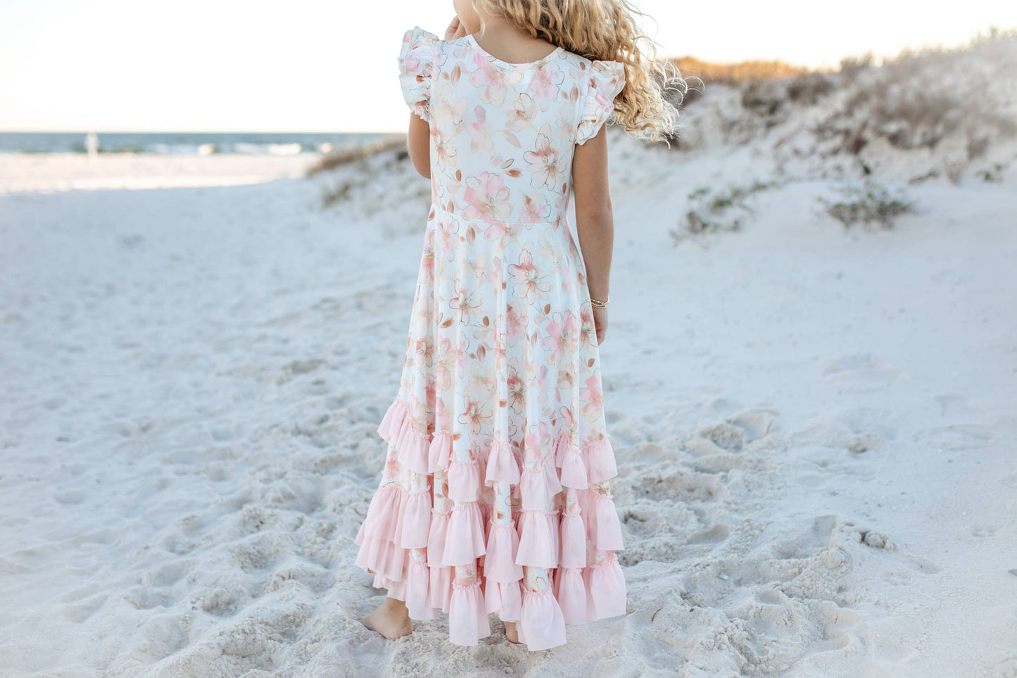 Girls Blush Flutter Ruffles Dress