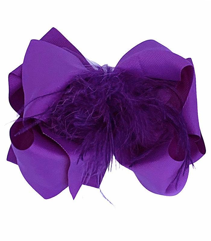 Regal Purple Feather Hair Bow