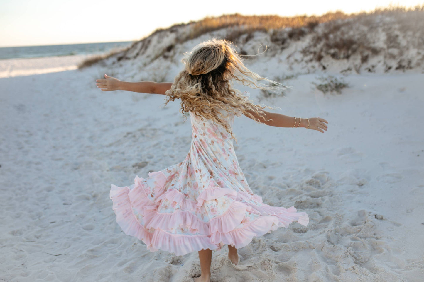 Girls Blush Flutter Ruffles Dress