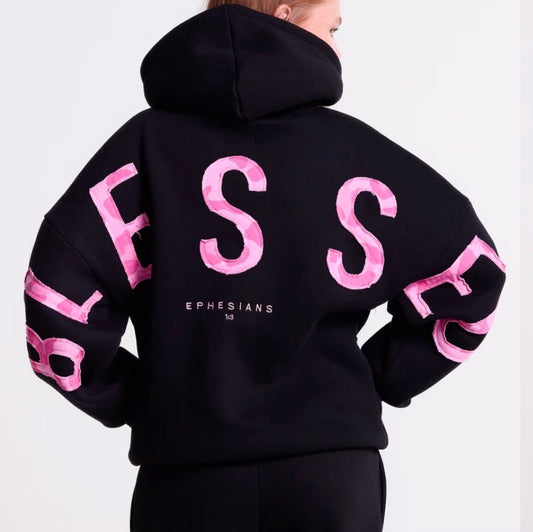 GLO Blessed Pink Leopard Patchwork Hoodie