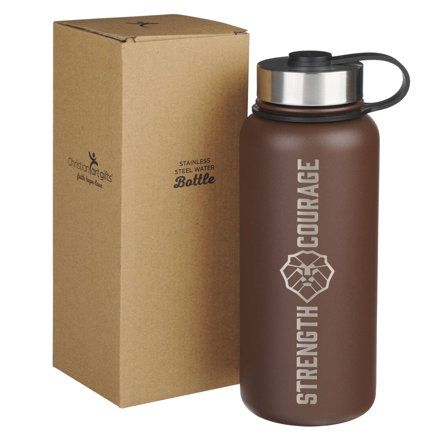Water Bottle SS Brown Lion Josh. 1:9
