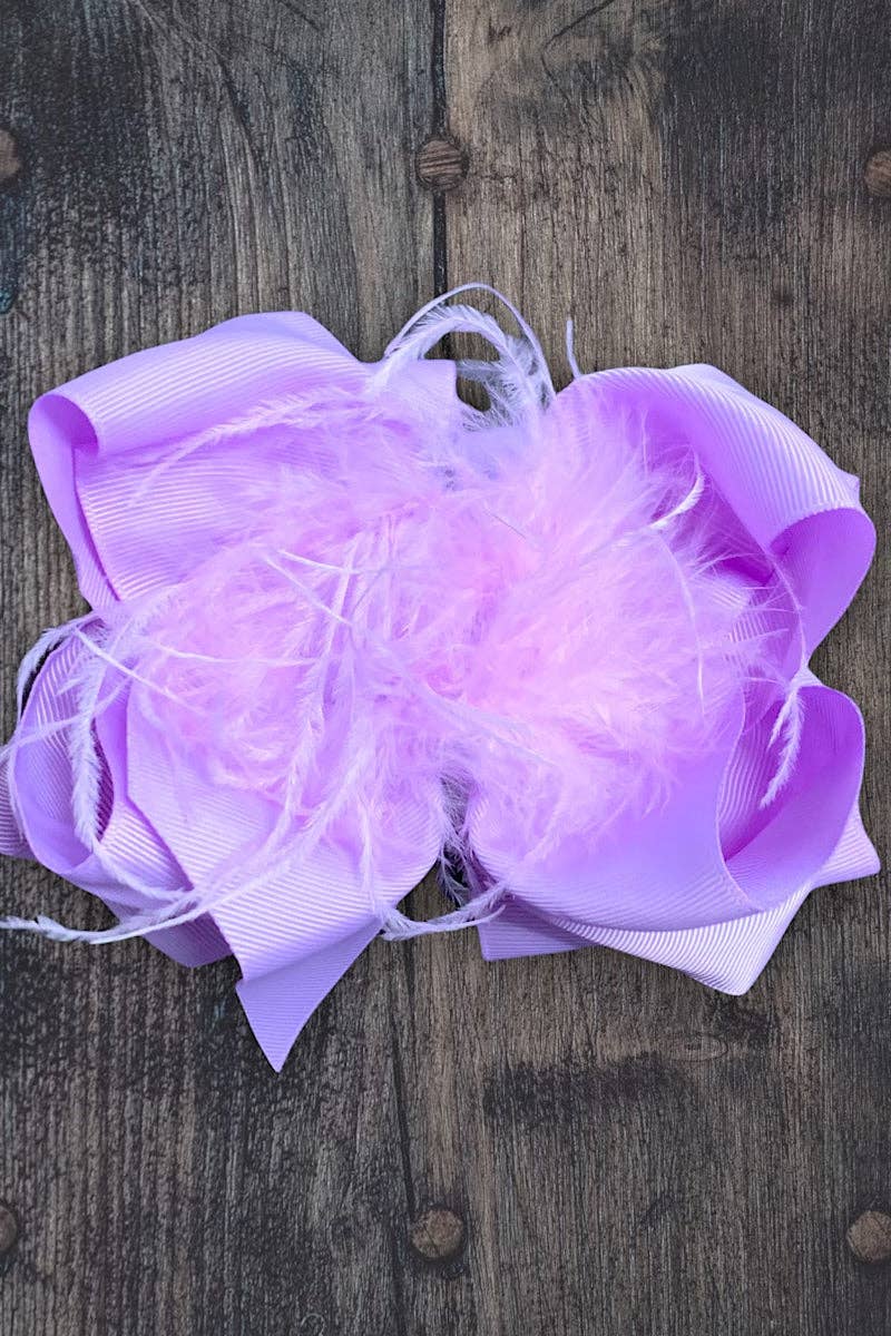 Orchid Feather Hair Bow