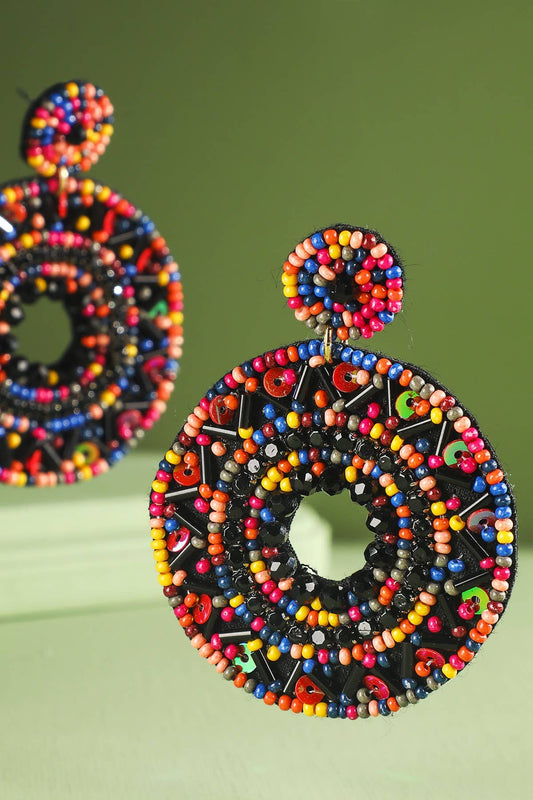 Bead Disc Drop Earring