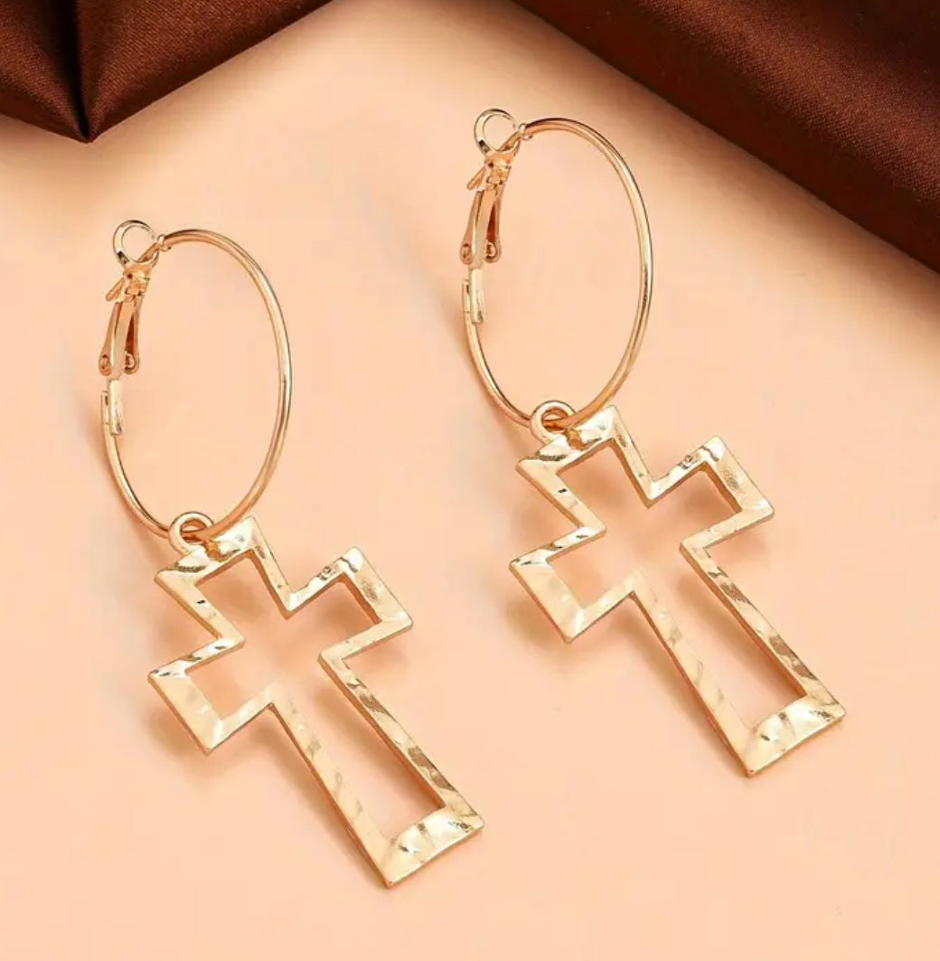Hollow Cross Earrings