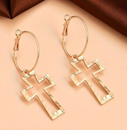 Hollow Cross Earrings