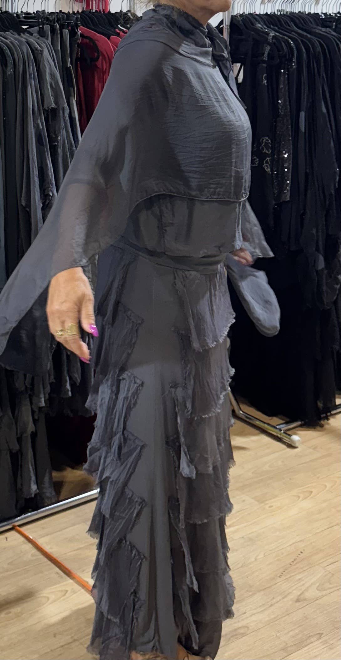 Silk Tiered Solid Skirt (Size 1-14)