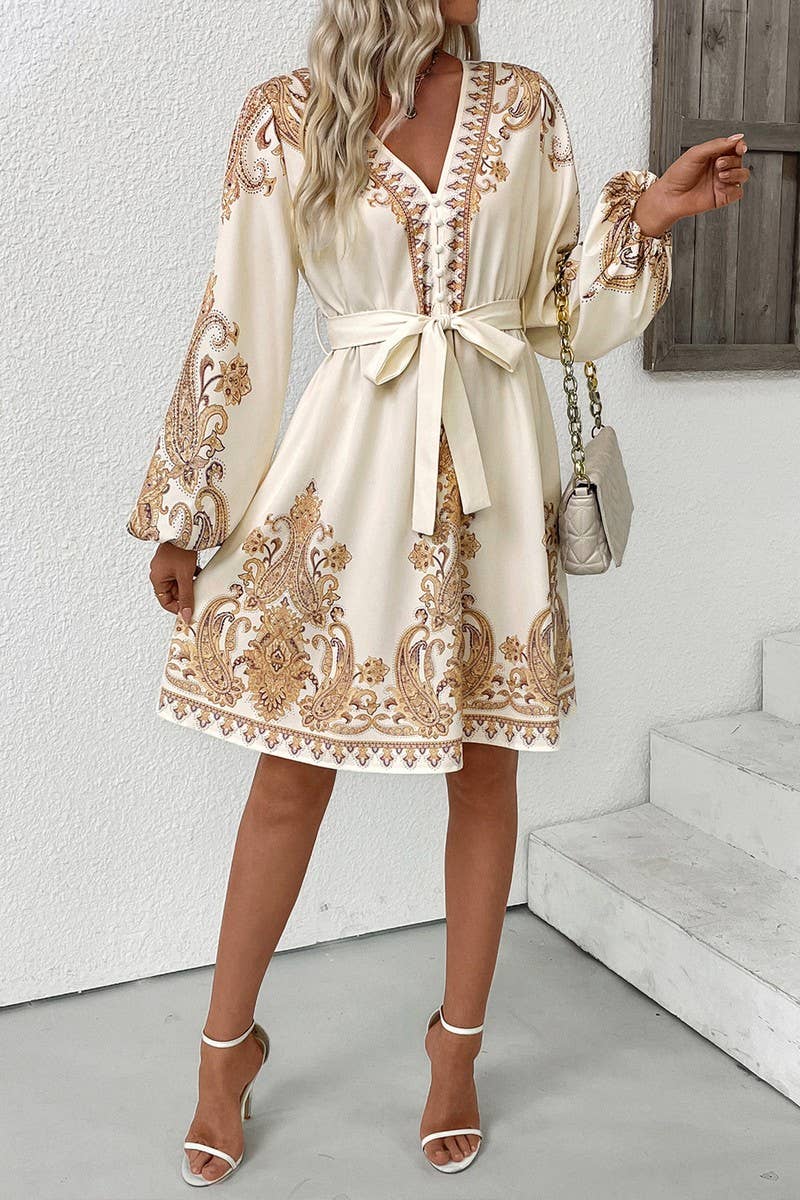 PAISLEY LONG SLEEVE DRESS