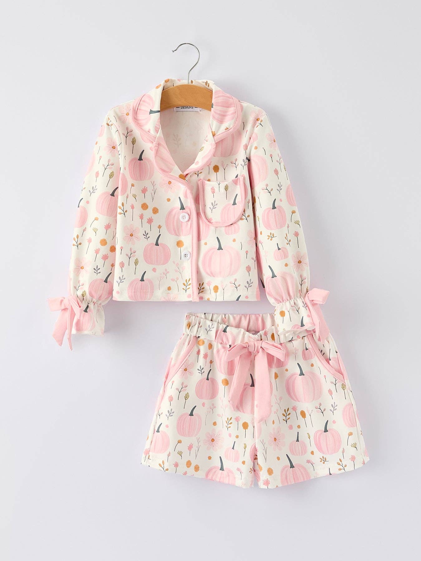 Girls Pink Pumpkin Pajamas