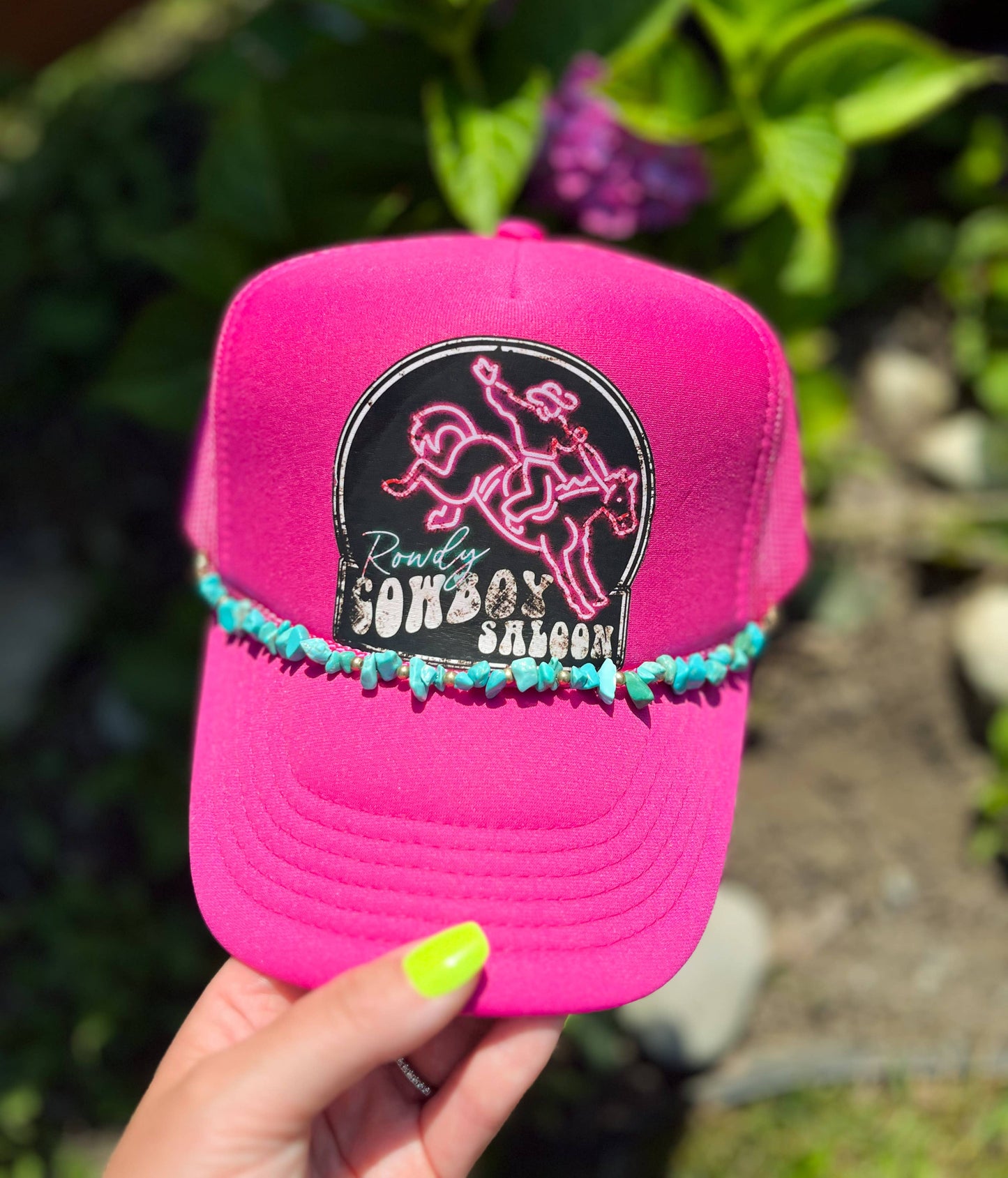 Rowdy Cowboy Saloon Graphic Trucker Hat w/Chain