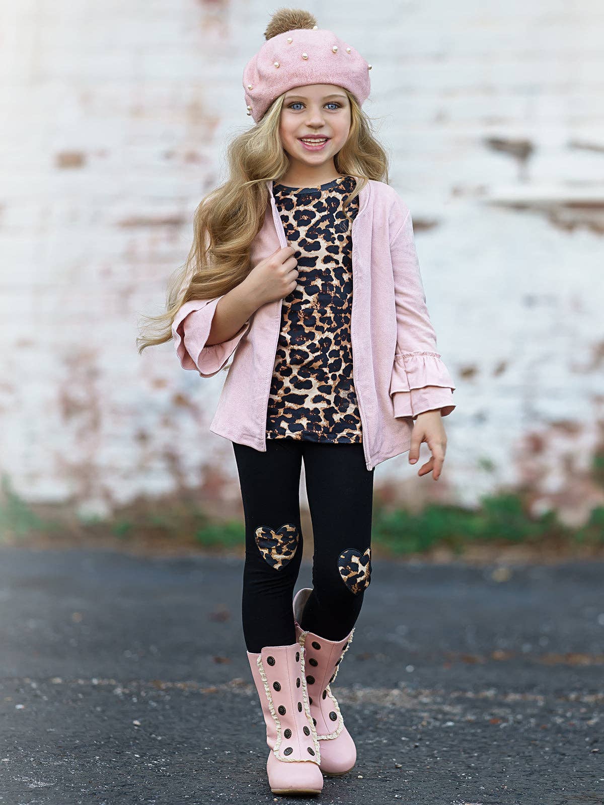 Girls Pink Leopard 3pc Set