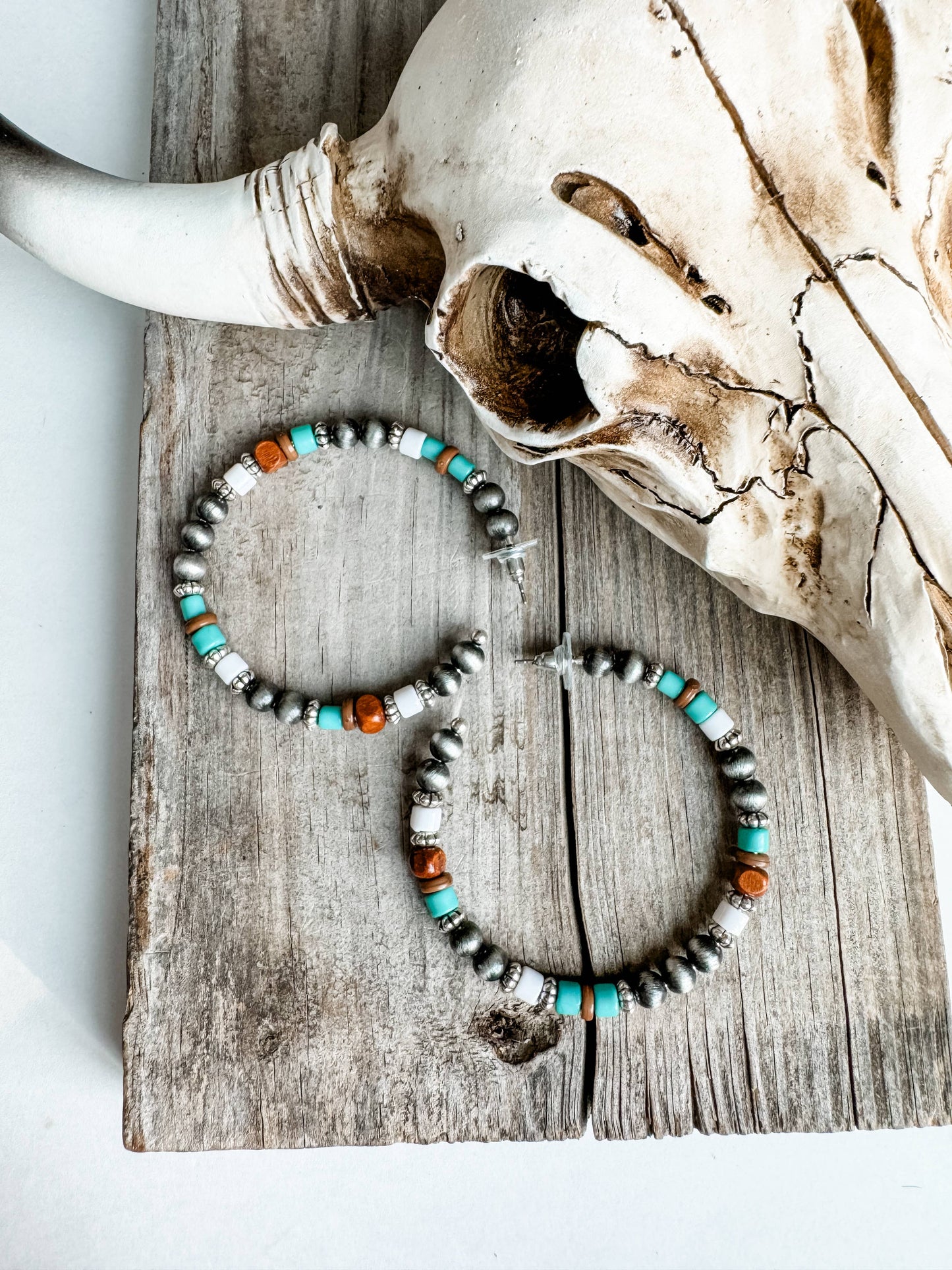 Navajo Pearl Bead Hoop Earrings