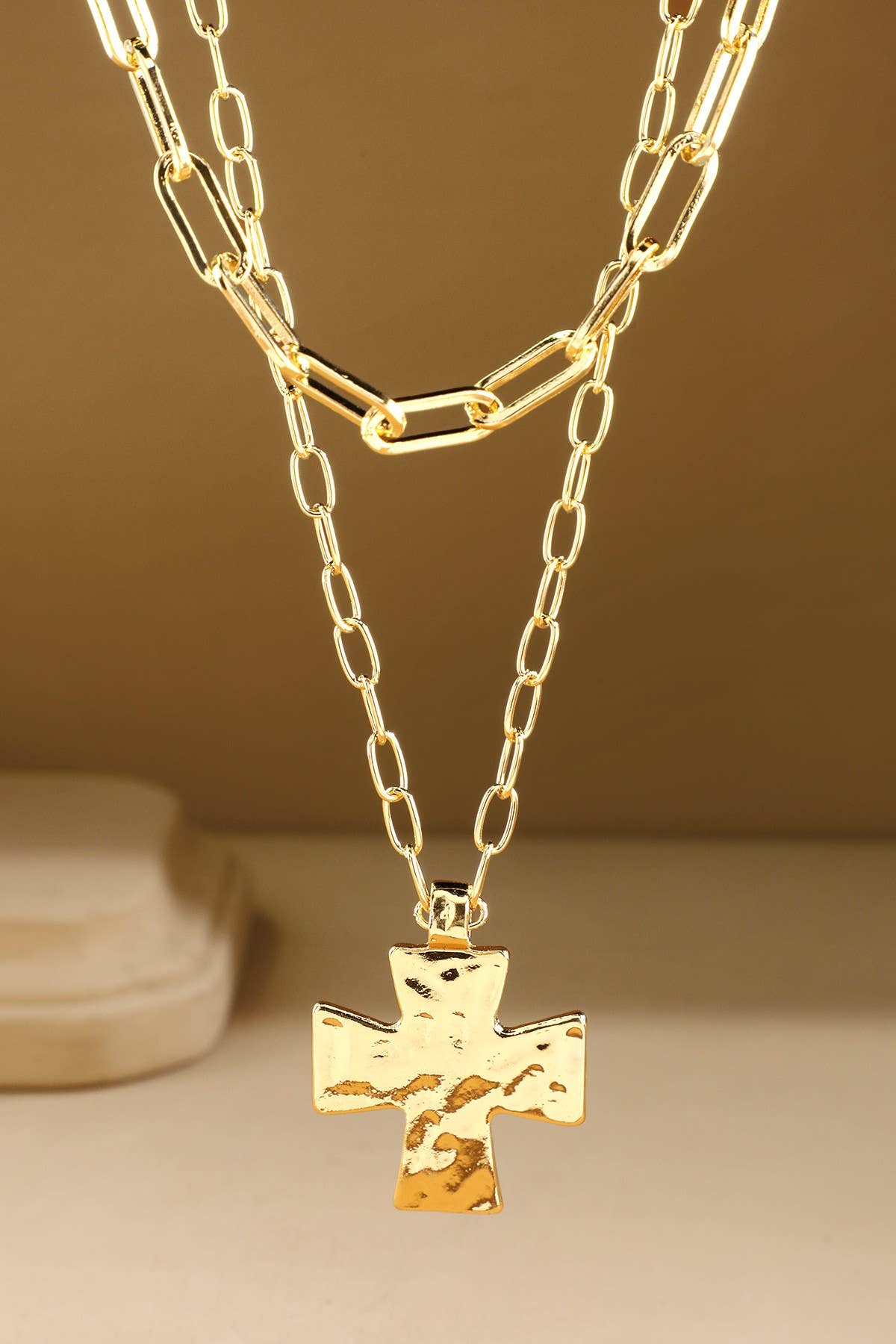 Gold Cross Layered Necklace