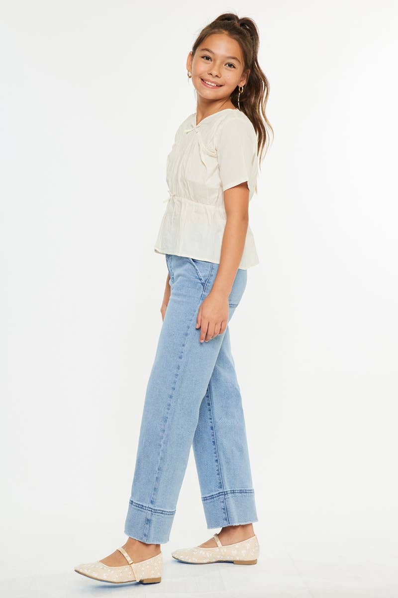 Girls HIGH RISE CROPPED WIDE LEG JEANS KanCan