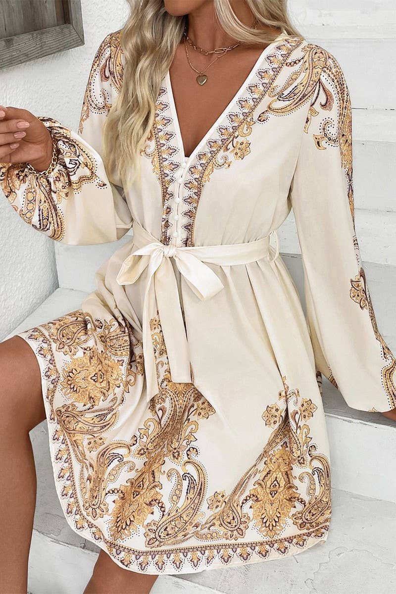 PAISLEY LONG SLEEVE DRESS
