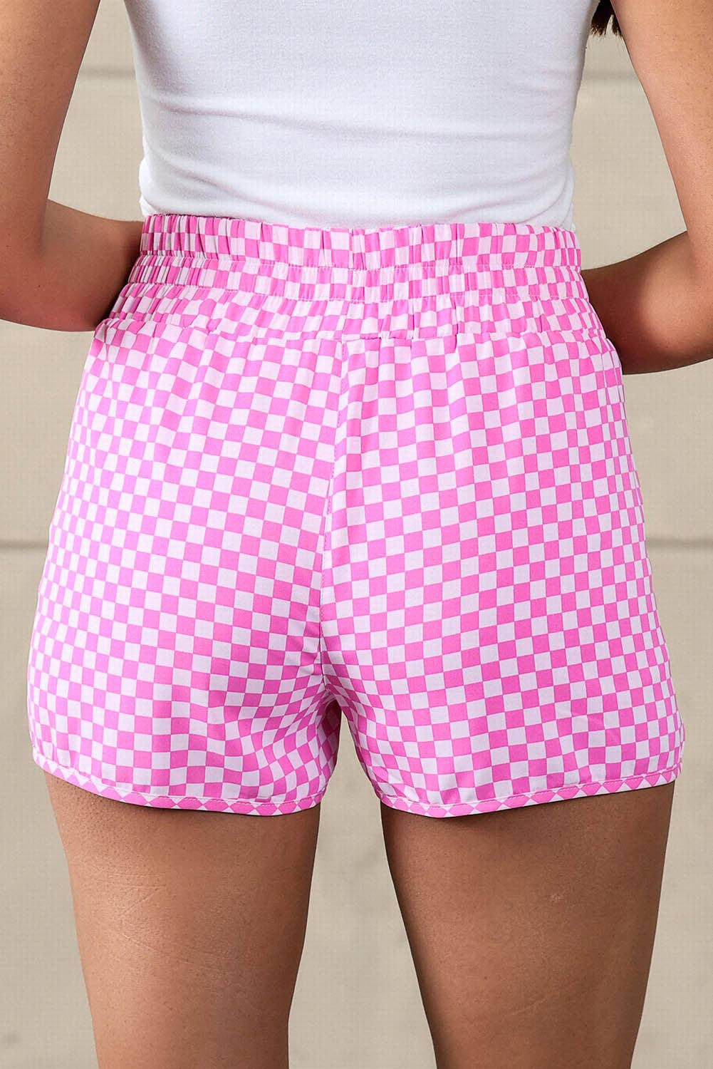 Checkered High Waisted Athletic Shorts