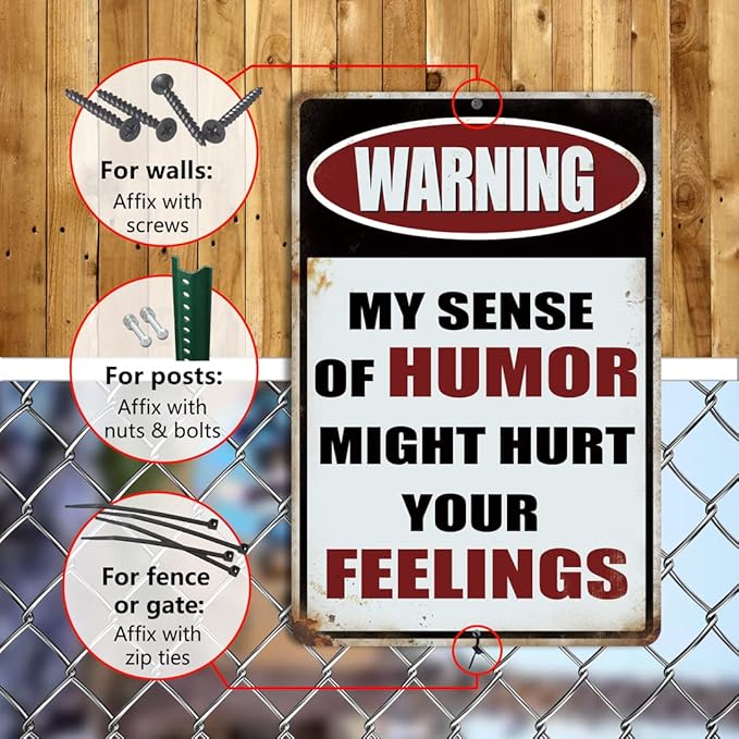 Funny Warning Metal Tin Sign 12 X 8