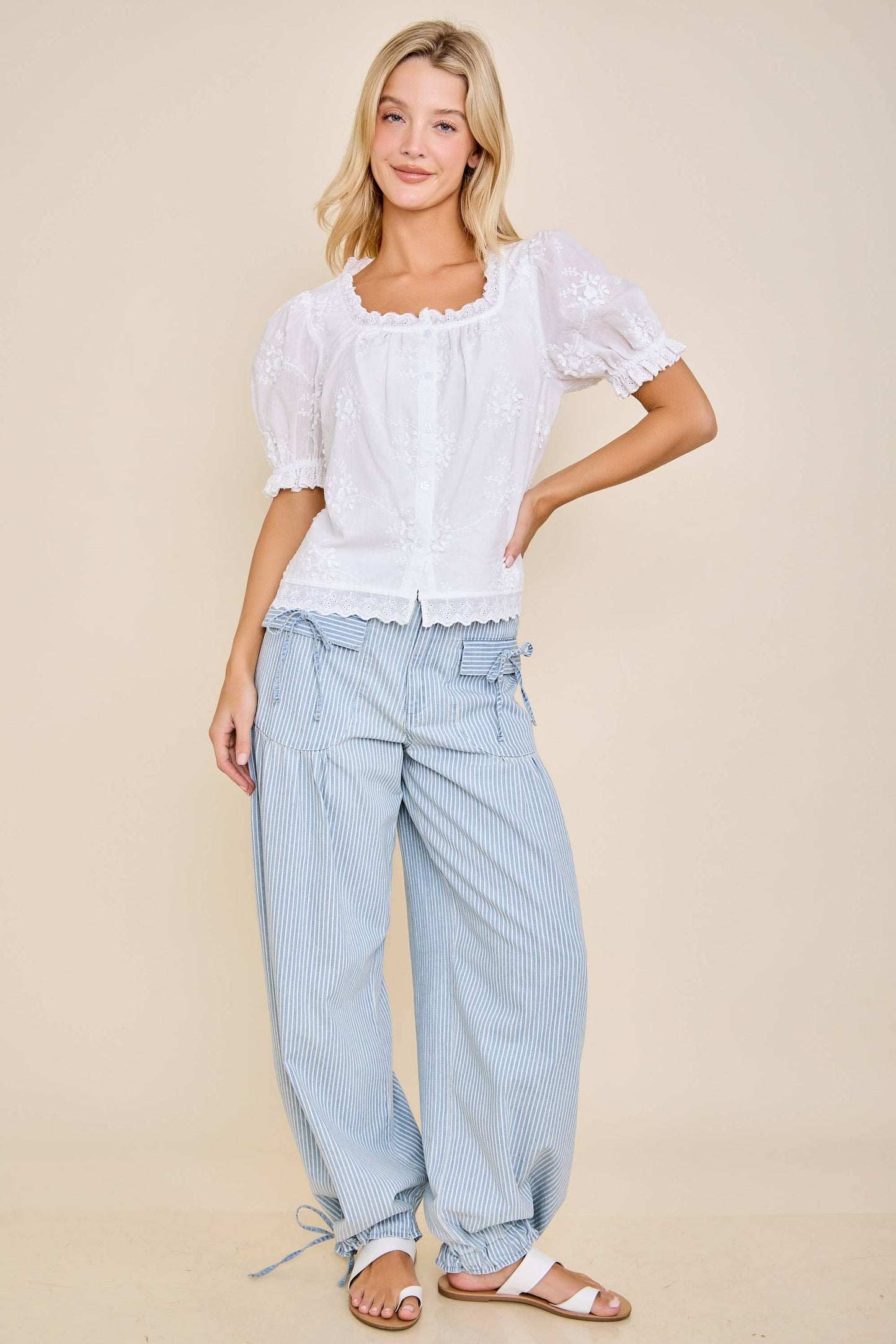 Striped Balloon Cargo Pants