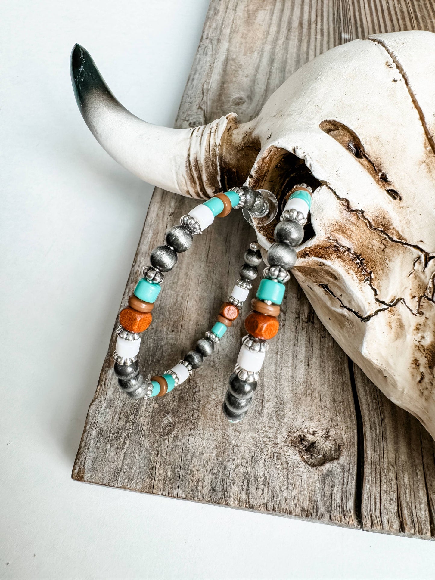 Navajo Pearl Bead Hoop Earrings