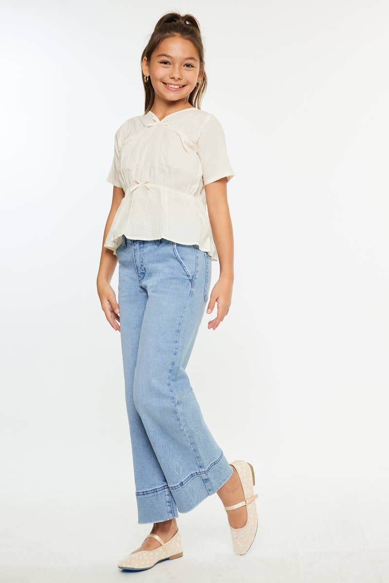 Girls HIGH RISE CROPPED WIDE LEG JEANS KanCan