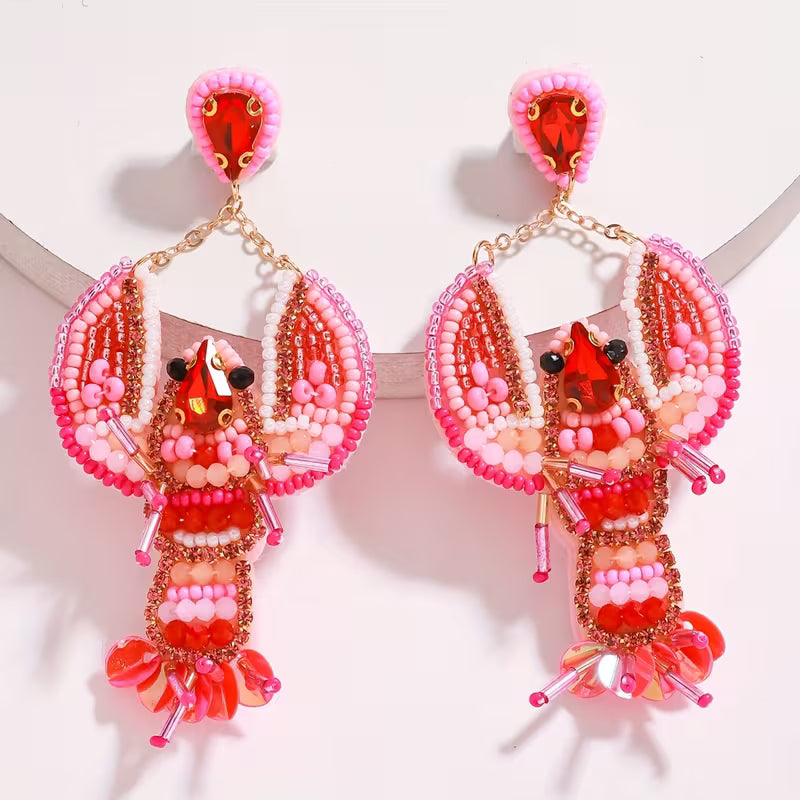 Lobster Beaded Earrings