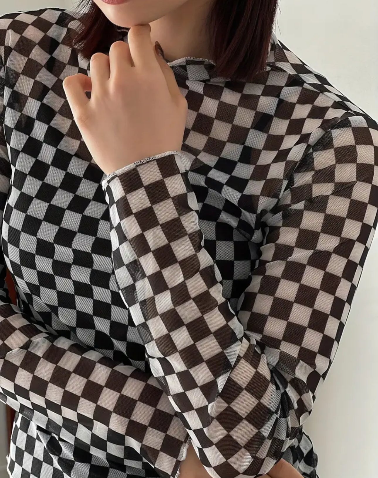Sheer Checkered Top