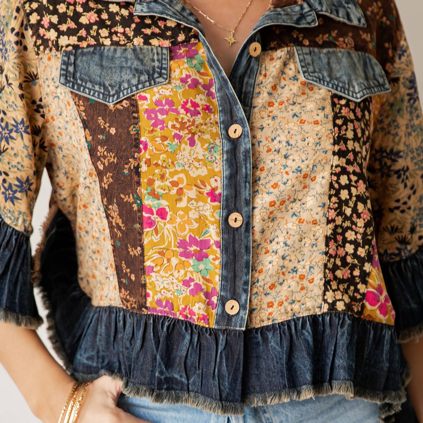 Crop Jacket with Ruffled Hem