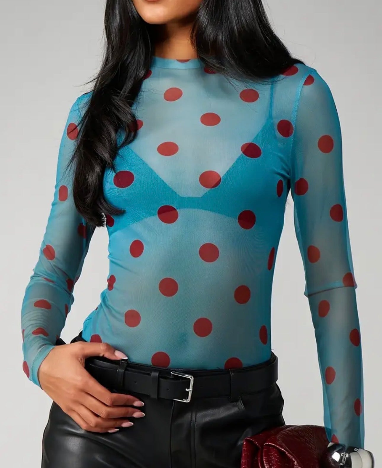 Polka Dot Mesh Top
