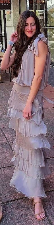Silk Tiered Solid Skirt (Size 1-14)