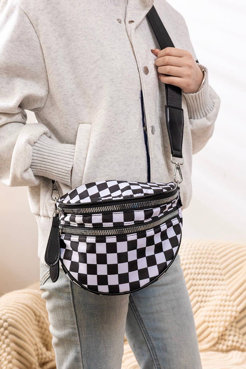 Double Zip Crescent Sling Bum Bag