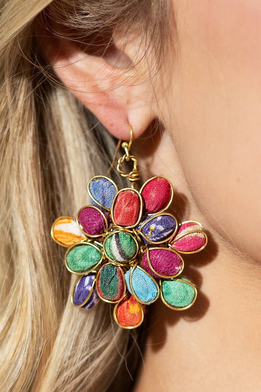 Handmade Beaded Flower Earrings