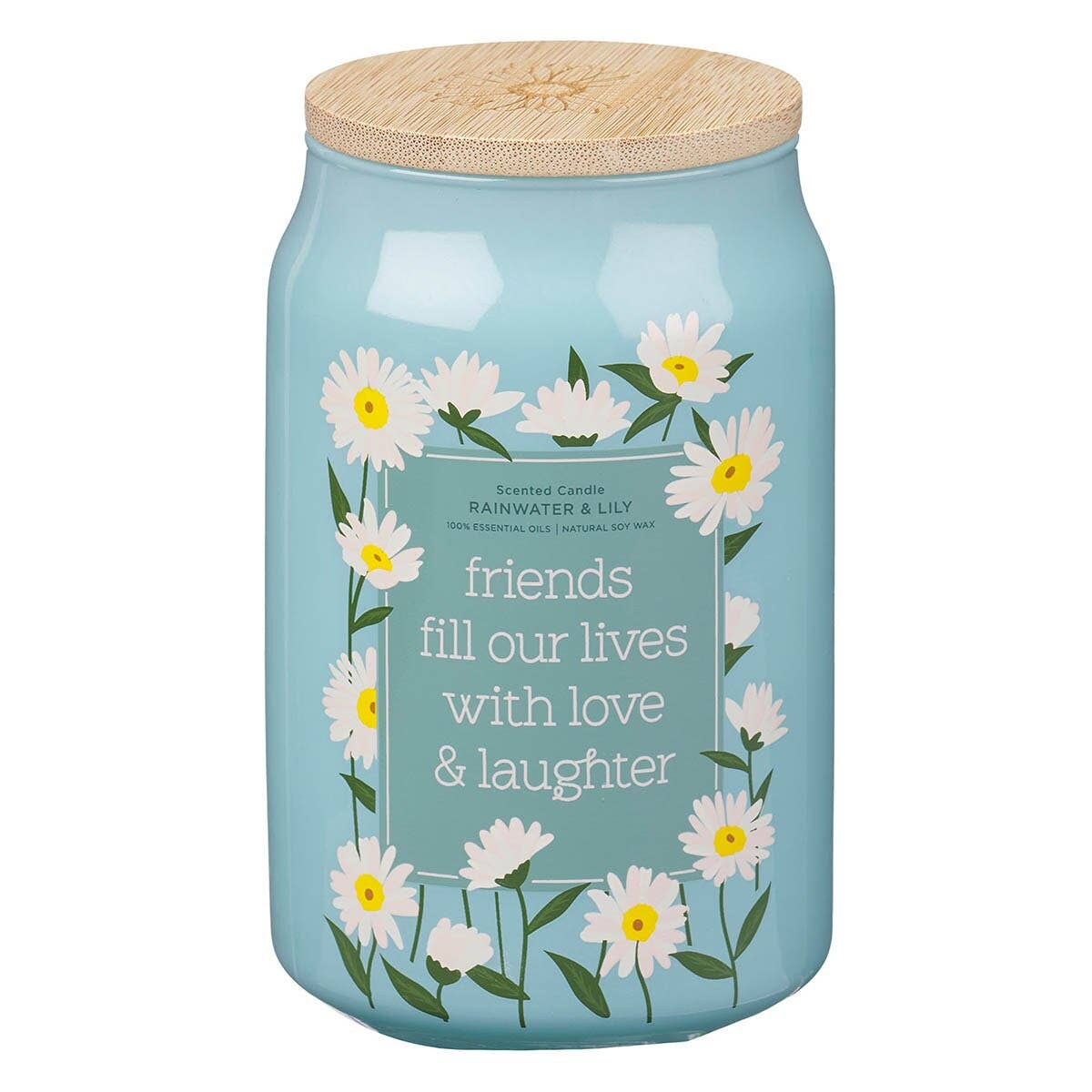 Glass Candle w/ Bamboo Lid Friends Fill Our Lives