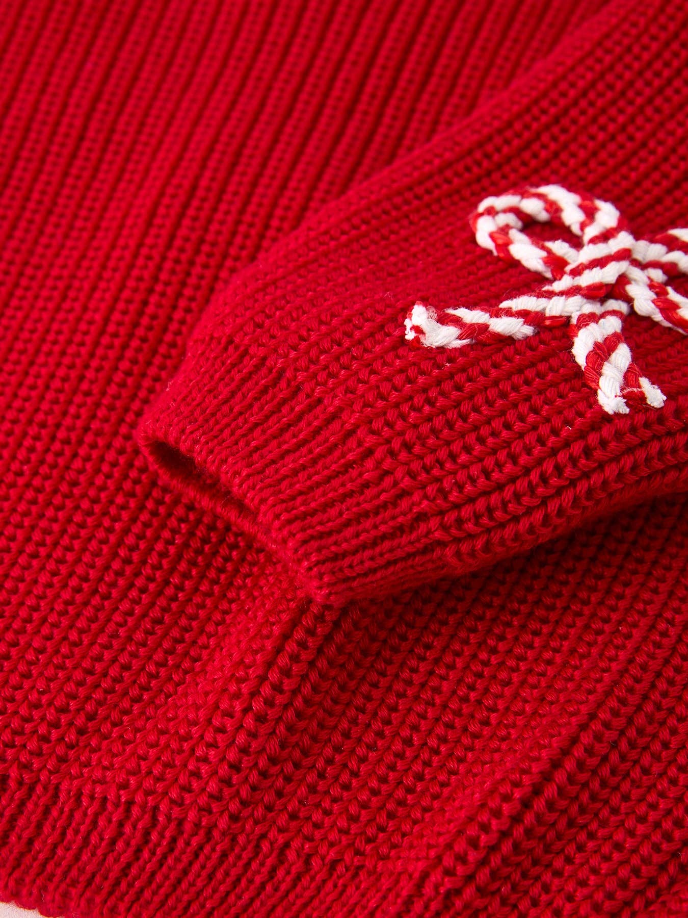 "Merry" Bow Candy Cane Sweater