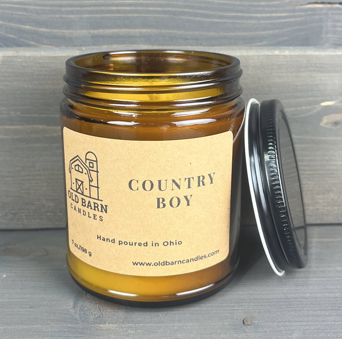 Country Boy 9oz Amber Straight Sided Jar w/Lid