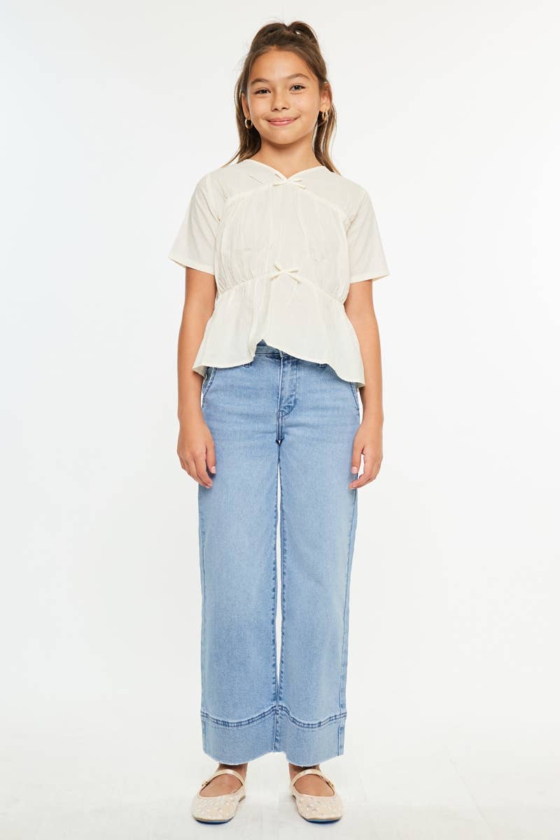 Girls HIGH RISE CROPPED WIDE LEG JEANS KanCan