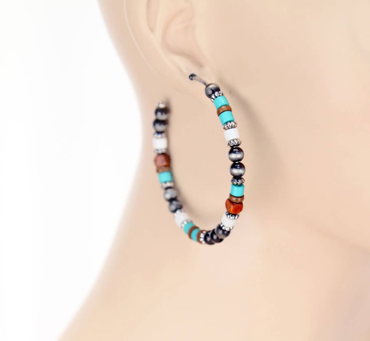 Navajo Pearl Bead Hoop Earrings
