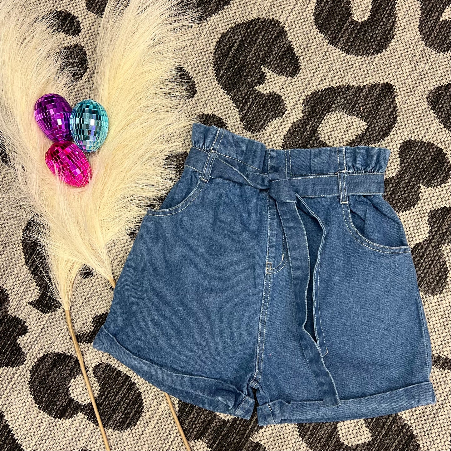 Girls Denim Bow Shorts