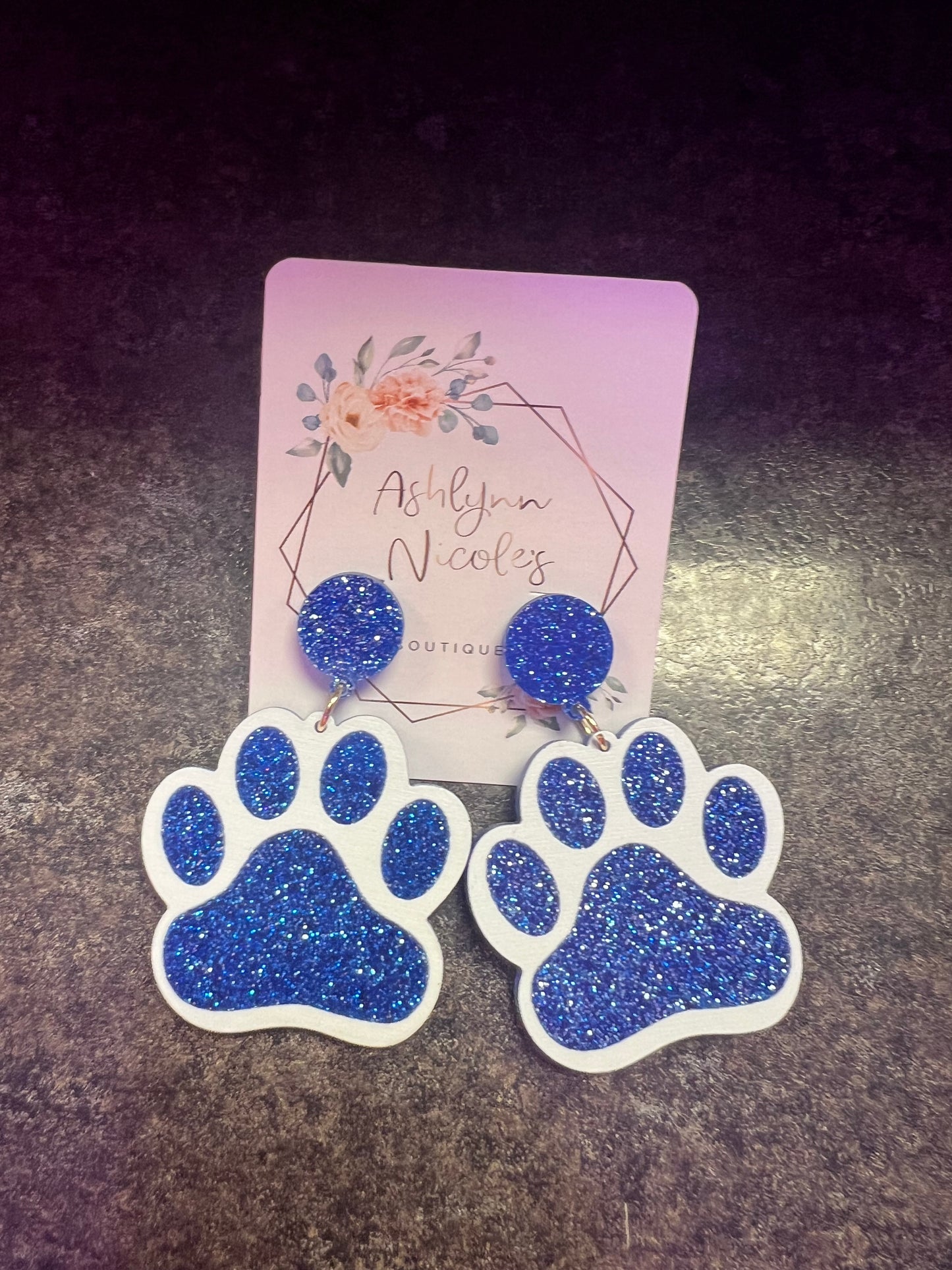 Blue Paw Earrings