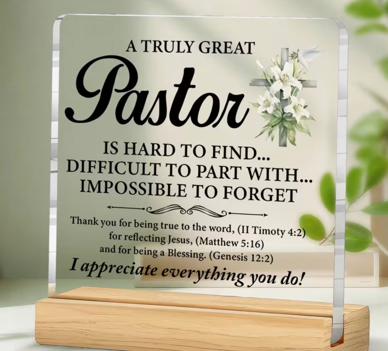 Pastor Plaque