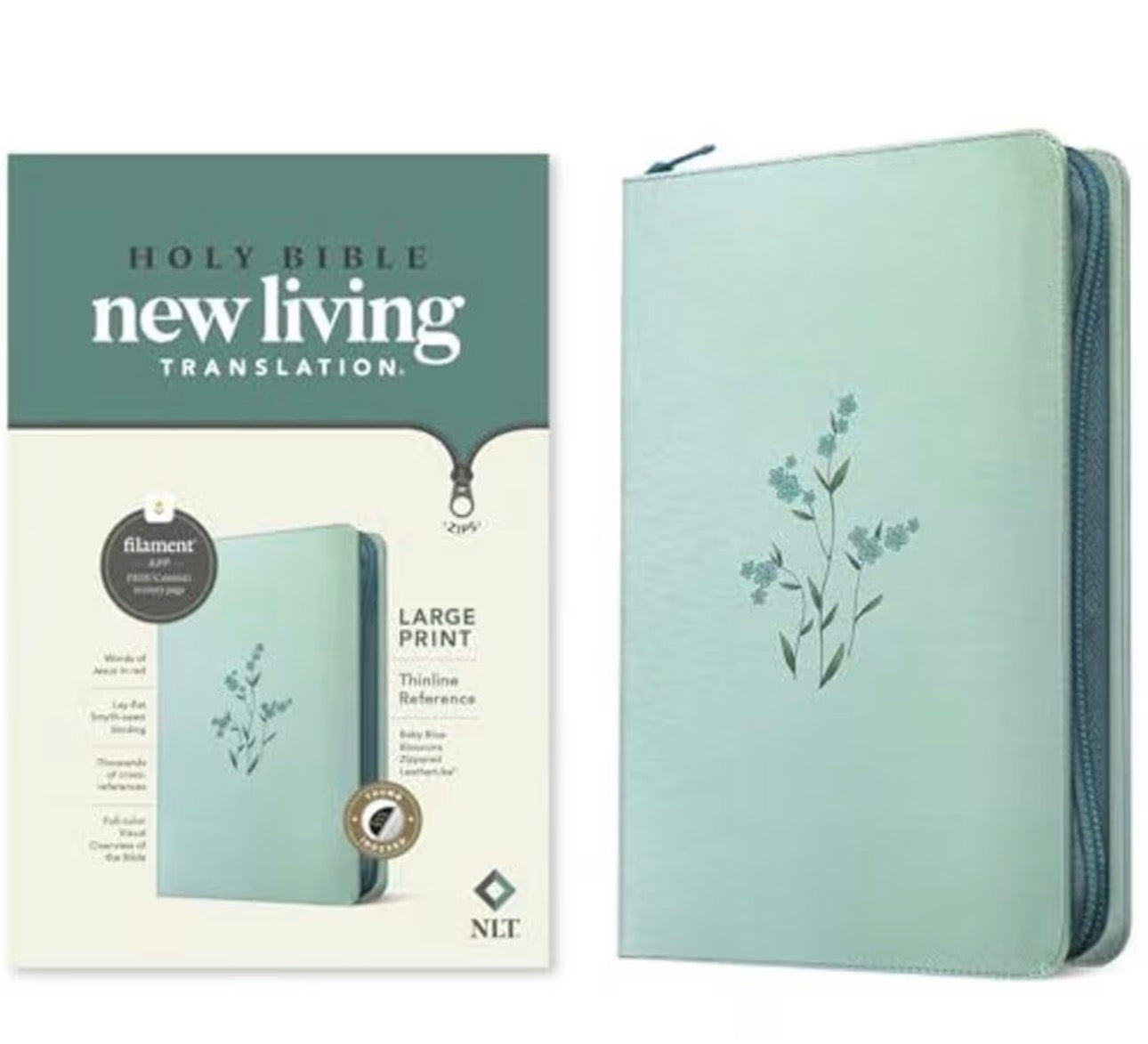 NLT Large Print Thinline Reference Zipper Bible