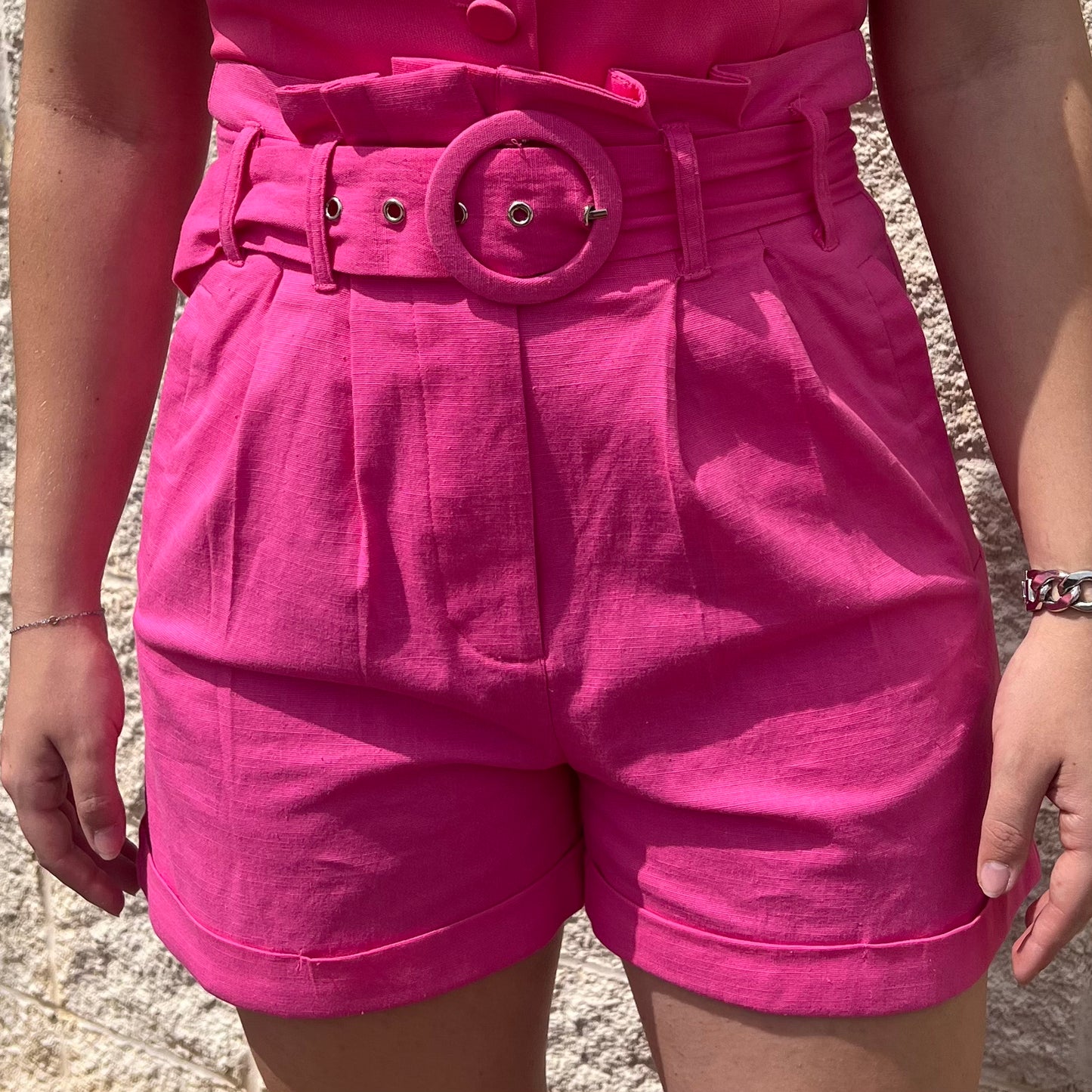 Pink Paper Bag Shorts